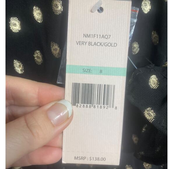 NWT Nanette Lepore black long sleeve dress with gold dots - Size 8 - Picture 12 of 13